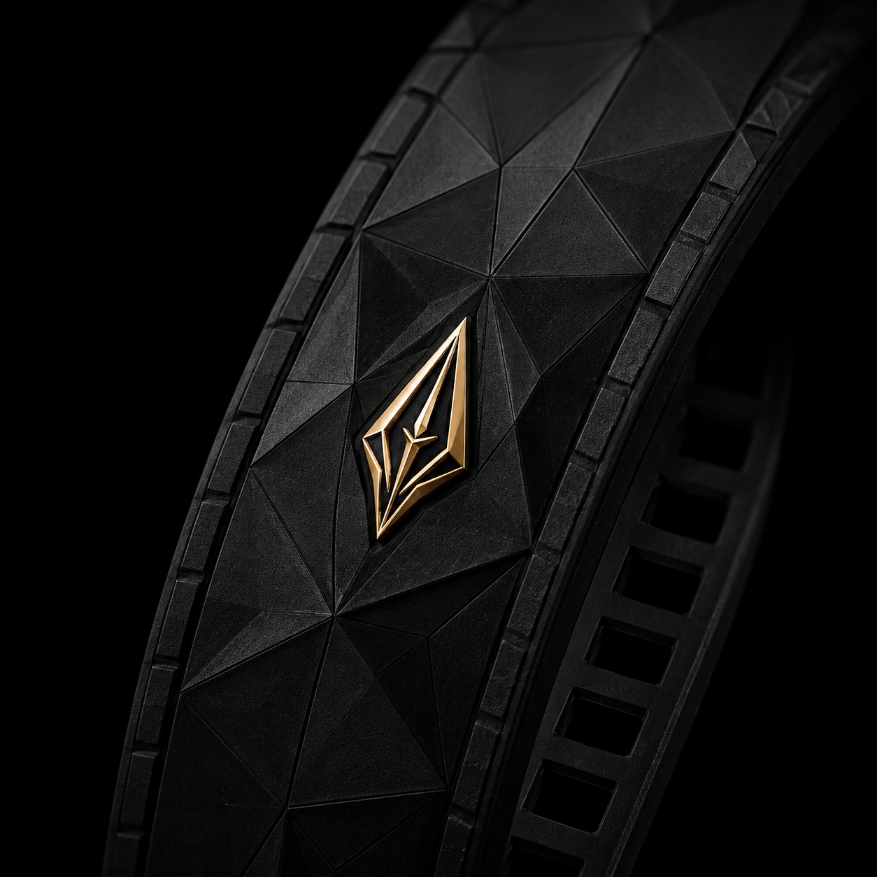 Diamond Shield strap emblem detail